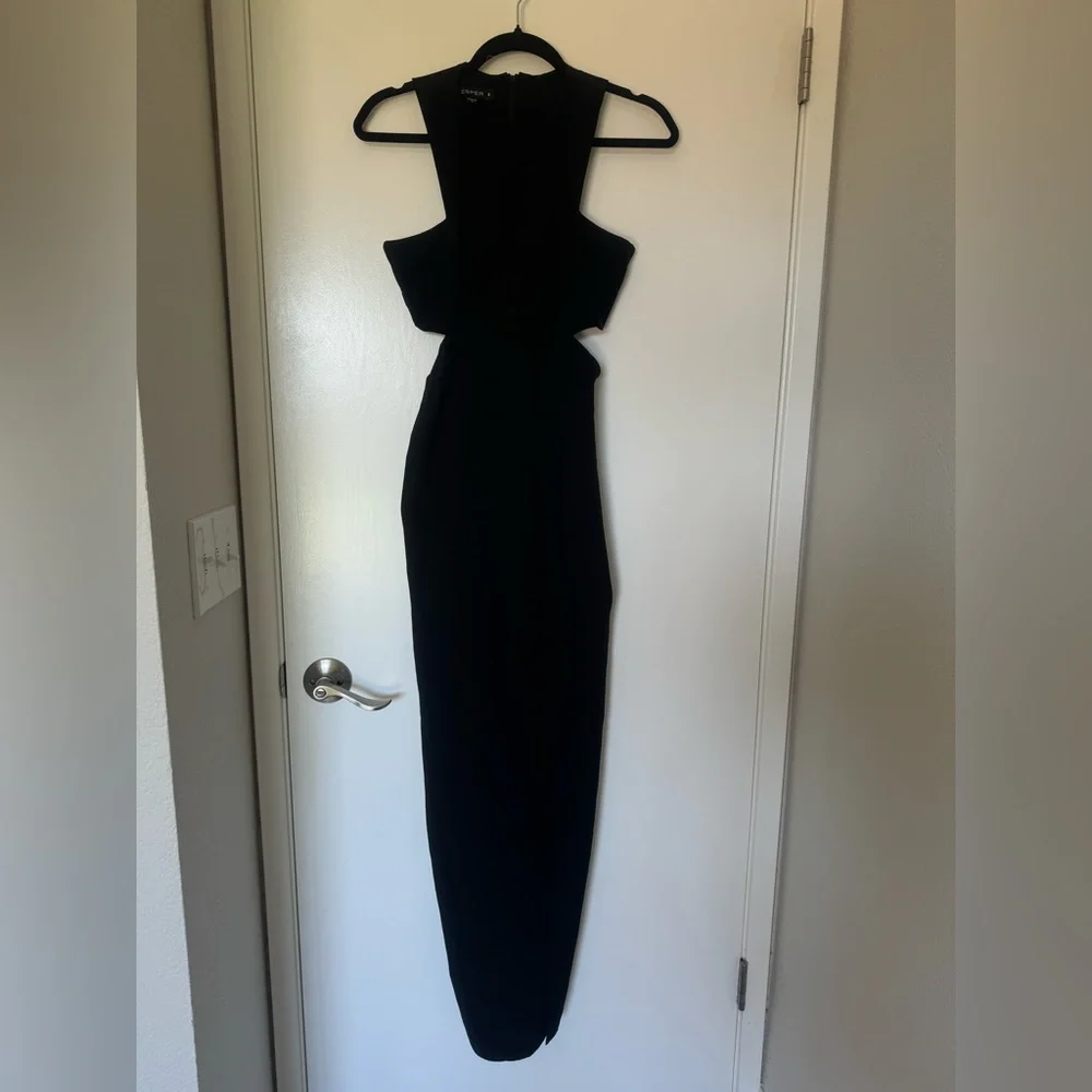 Vesper 247 - Black Maxi High Slit Dress - Picture 4 of 7